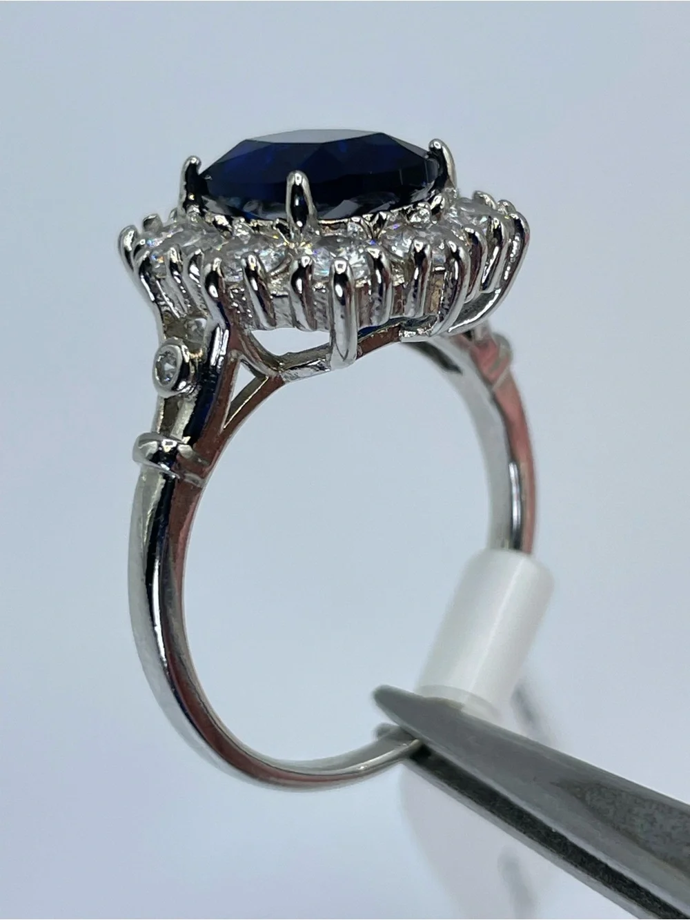 Swarovski Crystal Elements Sapphire Blue Crystal Halo Ring Size 9 Glam